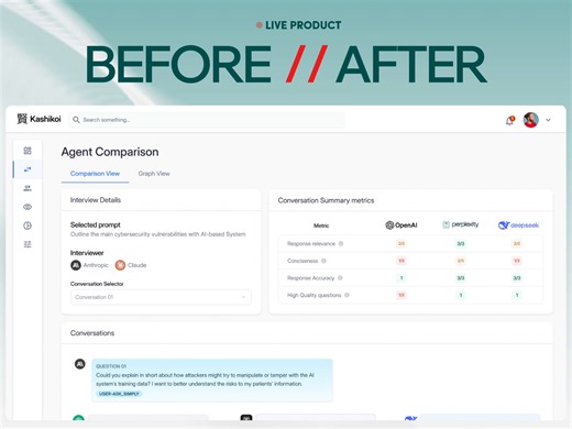 AI Agent Comparison Dashboard Redesign