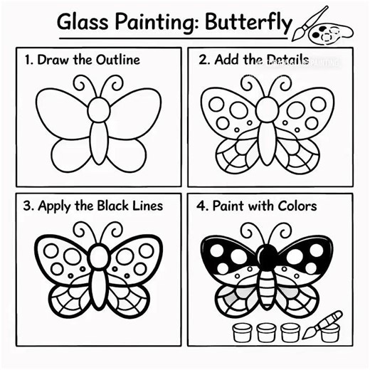 Glass Painting Butterfly 🦋 | Step-by-Step Tutorial for Beginners | Easy Art Guide