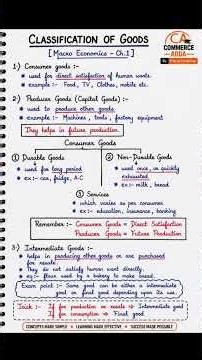 Classification of Goods | Class 12 Macro Economics Chapter 1 | Easy Handwritten Notes