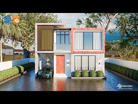 Modern Living House Exterior - 3D Architectural Visualization || Sketchup || Blender || Cycles