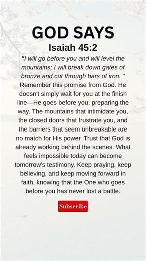 God Is Going Before You | Isaiah 45:2 Will Strengthen Your Faith #godsays #jesus #godsstrength #love