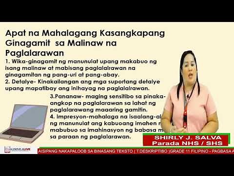 GRADE 11 FILIPINO : PAGUUGNAY NG MGA KAISIPANG NAKAPALOOB SA BINASANG TEKSTO (T.DESKRIPTIBO)