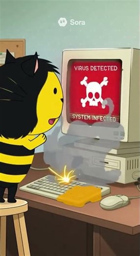 Bee-Cat's computer explodes #animation #funny#ai #computer