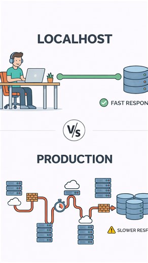 Akashdeep Thanda on Instagram: "Your code works on your laptop. You deploy it to production. And suddenly… everything breaks. That’s not bad luck. Your laptop is a safe world. Production is the real world. On your laptop: – one user – small data – localhost – instant responses In production: – thousands of users – millions of rows – remote servers – slow and unreliable networks Nothing new broke. Your assumptions did. That’s why production issues feel random and why system design matters. Save t