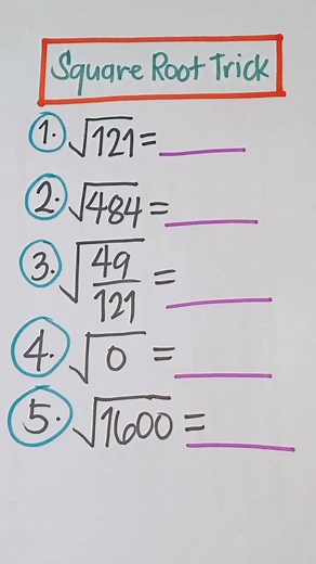 87K views · 185 reactions | Part 223: Square Root Tricks | Math Hacks | Math Tricks Tutorial  #math #mathematics #mathtricks #MathTricksTutorial #reels #reelsvideo #reelsviral #mathreview #reelsfb #tutorial #viral #viralreels Follow for MORE Videos! | Math Tricks Tutorial | Facebook