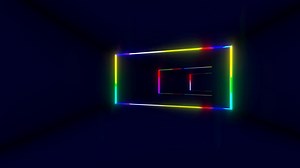 Download sci-fi corridor. Tunnel of colorful neon light animation 3d rendering for free