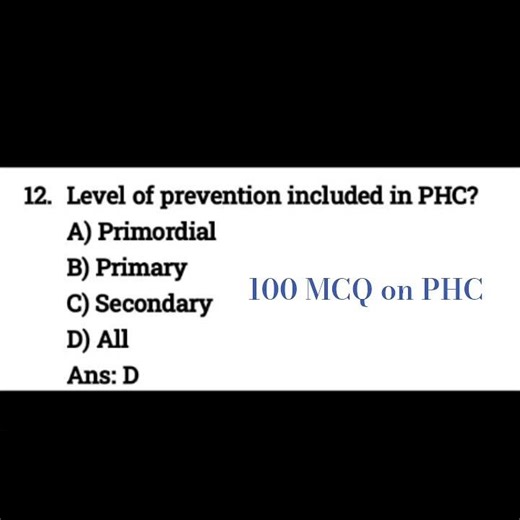 100 MCQ on PHC | Primary Health Care MCQs for All Competitive Exams