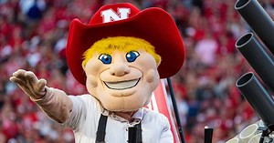 LOOK: Troy Dannen reveals new Nebraska halfcourt logo featuring Herbie Husker mascot