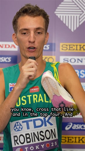 Robinson over the moon with #Tokyo2025 performance! 👊💚💛 Ky Robinson delivered an epic 5000m final performance, securing Australia's best time in the event at the World Championships and narrowly missing the podium. At just 23 years old, Robinson has impressed athletics fans across the globe. 🗣 Hear from the talented youngster as he reflects on his race. | Australian Athletics
