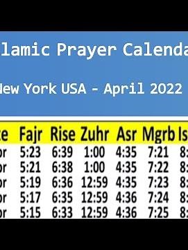 Islamic Prayer Timetable New York USA - April 2022 | Salah Times New York | Prayer Times New York