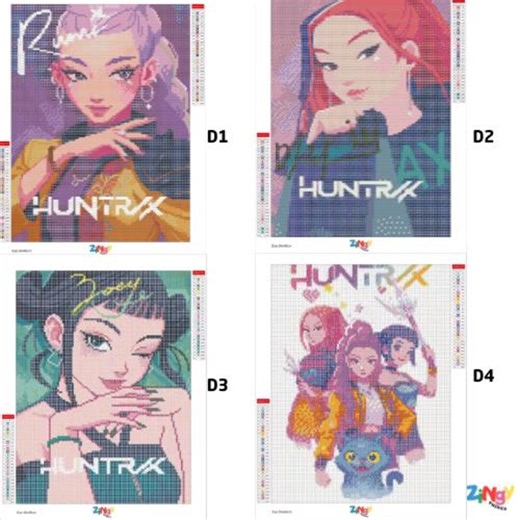 K-pop Demon Hunters Diamond Painting Kit | Rumi, Mira, Zoe, Saja Boys & Derpy | DIY Craft Kit | Huntrx | - Etsy