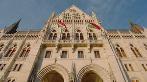Budapest Parliament, which is a breathtaking and stunning example of Gothic Revival architecture, serves as a powerful symbol of national pride and rich political history in Hungary Stock Video