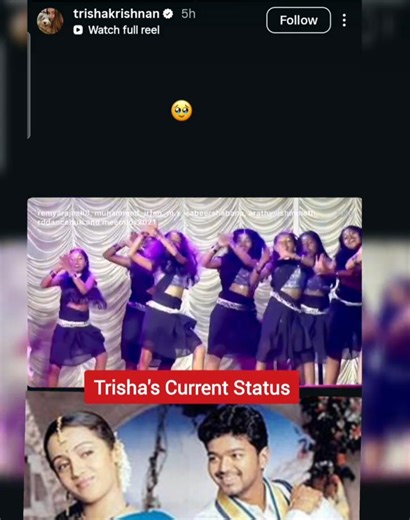 Trisha Current Status #vijay #trisha #tvk #instagram #status