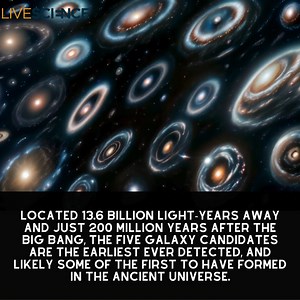 10K views · 165 reactions | The James Webb Space Telescope has spotted five galaxy candidates dating to just 200 million years after the Big Bang, making them the earliest ever detected. And there could be many more. Learn more https://trib.al/yBBVhMs | LiveScience | Facebook