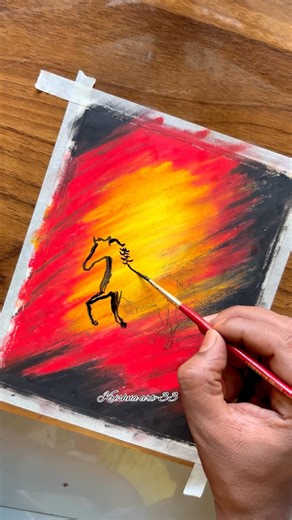 🔥 Horse + Red + Black + Yellow #shorts #art