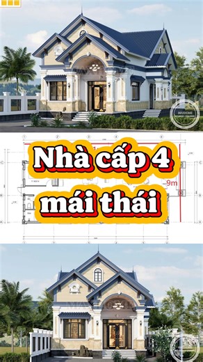 Mẫu nhà cấp 4 mái Thái tân cổ điển đẹp hút mắt với 4 phòng ngủ tiện nghi | Bản vẽ nhà đẹp