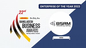 BSRM, the largest steel maker in the country, was recognised with the Best Enterprise of the Year award at the 22nd DHL The Daily Star Bangladesh Business Awards. BSRM continues to push boundaries with innovative products, massive expansions and a robust workforce of over 4,500 employees. | The Daily Star