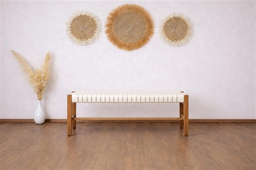 Luxury Leather Bench – Elegant Wooden Bench Seat – High-end Minimalist Bench – Entryway / Bedroom Statement Piece – Designer Style Furniture - Etsy