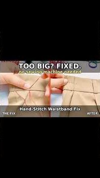 Pants Too Big at the Waist? Fix It By Hand #easystretch #sewinghack #waistbandfix #handsewing
