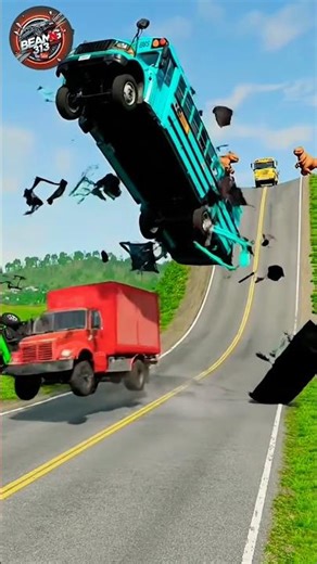 Passenger Bus & Ambulance Van vs Mega Rotating Hammer | BeamNG.drive Crash Test