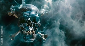 An iconic representation of piracy the eerie skull and crossbones. Concept Pirate Theme, Skull and Crossbones, Iconic Symbol, Eerie Representation