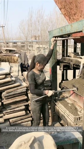 Manual Pressing of Concrete Paving Tiles