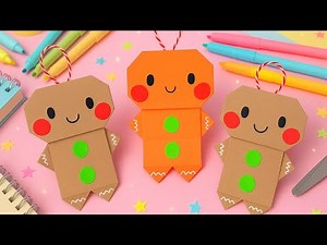 Origami Gingerbread Man How to make a paper Christmas Decor