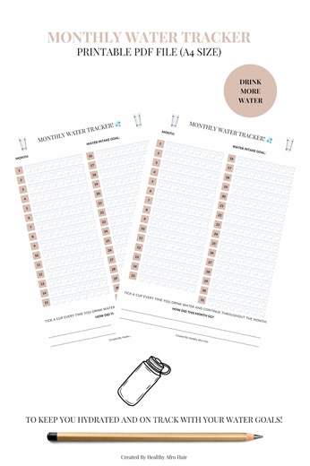 Monthly Water Tracker Printable, Hydration Habit, A4/US Letter (digital Download) - Etsy Canada
