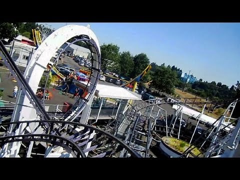 Looping Thunder front seat on-ride HD POV Oaks Amusement Park
