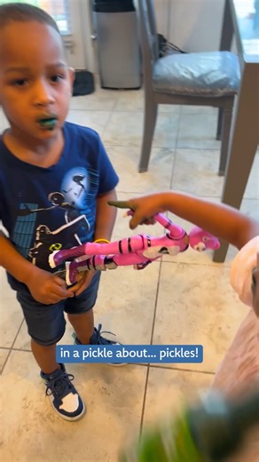 caught green handed 😂 #pickles #messy #kids #trouble | Poke My Heart