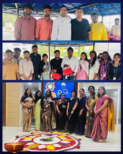 Festive vibes continued at our 𝗕𝗲𝗻𝗴𝗮𝗹𝘂𝗿𝘂 𝗼𝗳𝗳𝗶𝗰𝗲, where the Infinite family celebrated Diwali with laughter, lights, and lots of colors! 🪔 From rangolis to ethnic wear, fun games, to team selfies the day was a perfect blend of joy, unity, and festive spirit. Moments like these remind us that every celebration shines brighter when shared together. ✨ #InfinitePossibilities #DiwaliAtInfinite #WorkplaceCulture #TeamInfinite #FestivalOfLights | Infinite Computer Solutions