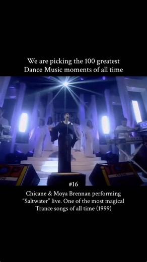 EDM US on Instagram: "Chicane and Moya Brennan performing Saltwater live. One of the most magical Trance songs of all time (1999) In 1999, Chicane performed their classic track “Saltwater” with vocals by Moya Brennan at Top of The Pops. The song mixes trance with Celtic sounds, and Moya vocals that give the track its calm and emotional feel. Watching it live back then felt special. The soft melody, the warm synths and Moya Brennan’s voice created a moment people still remember today. Saltwater i