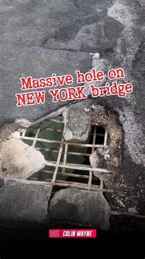 😯 A massive hole opened up on the Fire Island Inlet Bridge on Long Island on February 20, 2026, with water from the Great South Bay visible through exposed steel rebar. How much longer are we going to ignore aging infrastructure and fund bs LGBTQI-xyz type-sh*t? | Colin Wayne