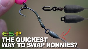 The Quickest Way To Change Ronnie Rigs? 💨 There is a few ways to quick-change Ronnie Rigs, but Jack Reid thinks this has got to be up there with the easiest! Tying up a Quick Change Ronnie Boom is nice and easy and lasts a long time, saving rig material, time and ultimately is fantastic way to fish pop-ups. ☑️ Ronnie Clips and Tungsten Sleeves allow easy changing of rigs ☑️ Tungsten Loaded X-Stiff prevents tangles, allows the rig to reset ☑️ Save rig material and time #espcarpgear | ESP Carpgea