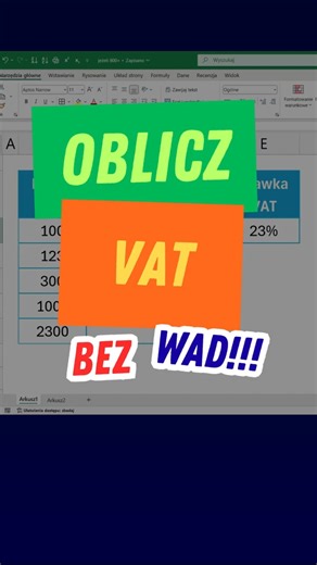 Jak obliczyć VAT w Excelu? #excel #exceltips #exceltricks #microsoft #vat