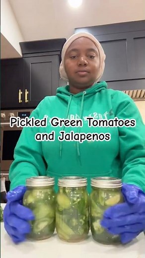 Pickled Green Tomatoes and Jalapenos