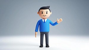 Download Cartoon 3D businessman character waving his hand cheerfully for free