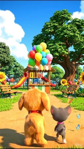 Puppy and Cat Balloon Adventure 🎈🐶🐱 | Fun 3D Cartoon for Kids #cartoon #puppy #cat #magicballoons