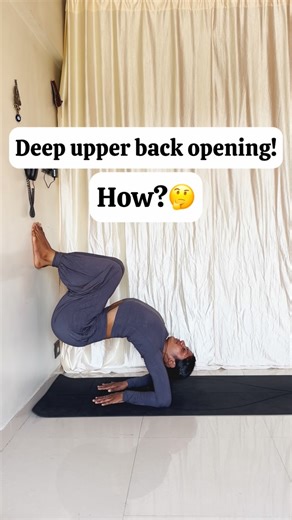 Nakiya Johar • YOGA • FITNESS on Instagram: "The deep upper back opening stretch with the help of the stretch, you can take your upper back to an advanced level. Do you want me to post detailed practice warm-up video for this, let me know in the comments! Targets muscle: • Upper Back Muscles: Rhomboids, Trapezius, Levator Scapulae (improves posture, relieves tension). • Chest Muscles: Pectoralis major/minor (opens chest, counters hunching). • Shoulder Muscles: Deltoids, Rotator cuff (improves mo