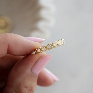 Heart Eternity Ring, Love Ring, Statement Ring, Diamond Eternity Ring, Wedding Band, Gold Ring Sterling Silver Ring Dainty Ring Gift for Her - Etsy