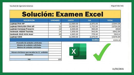 Solución paso a paso: Examen de Excel nivel BÁSICO | El Tío Tech