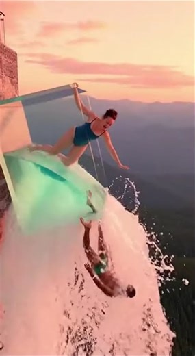 Infinity Pool Falls Apart!#viraltiktok #fypシ゚viral #tiktok #skyfall #parachutefail #aivideo