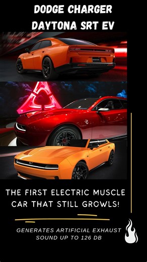 “Dodge Charger Daytona SRT EV – The Electric Muscle Car With a Roar ⚡🇺🇸🔥” The Dodge Charger Daytona SRT EV is the future of American muscle — electric, aggressive, and built to keep the spirit of Dodge alive. With fake exhaust thunder, brutal acceleration, and modern tech, it’s the world’s first EV muscle car. 💥 Insane Facts About the Daytona SRT EV: Features Fratzonic Chambered Exhaust, the world’s first EV exhaust system 🔊 Up to 885 hp with the high-output Banshee setup ⚡ Faster than the 