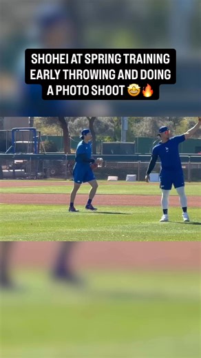 Shohei Ohtani is locked in early at Spring Training this morning getting some throwing work in and doing a photo shoot 🔥 🎥: Masaya Kotani | Dodgers Nation