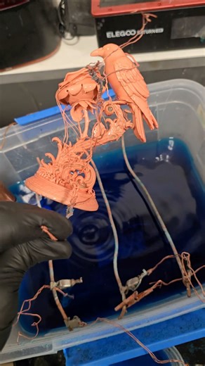 Dipping a Conductive 3D Print into Copper Solution Electroforming Result #3DPrinting #Electroforming