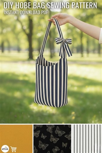 Bow Strap Hobo Bag Sewing Pattern | Reversible Tote, Shoulder Bag (PDF Download) - Etsy UK