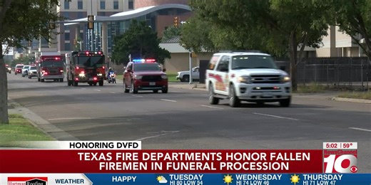 VIDEO: Texas Fire Departments honor fallen firemen in funeral procession