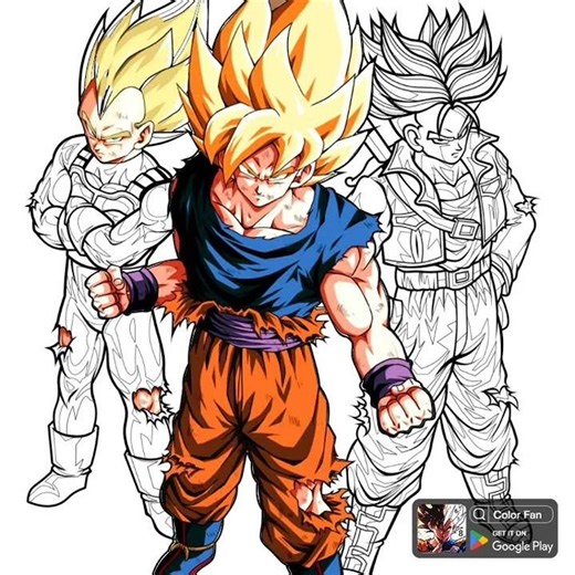Vegeta Goku trunks colouring