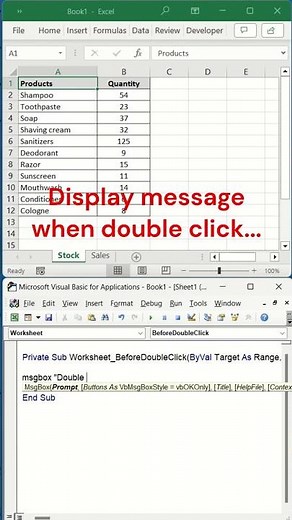 Sheet BeforeDoubleClick Excel VBA #shorts
