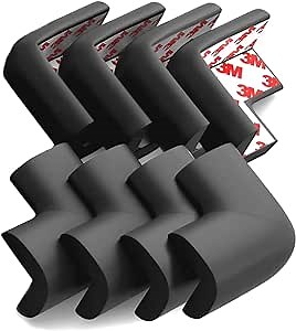 8-Pack Corner Protector Baby To Baby Proof Corners And Edges; Table Corner Covers Baby Safety, Soft Rubber Foam Cushion Corner Guards, Child Proofing Pads, Table Corner Protectors For Furniture, Black